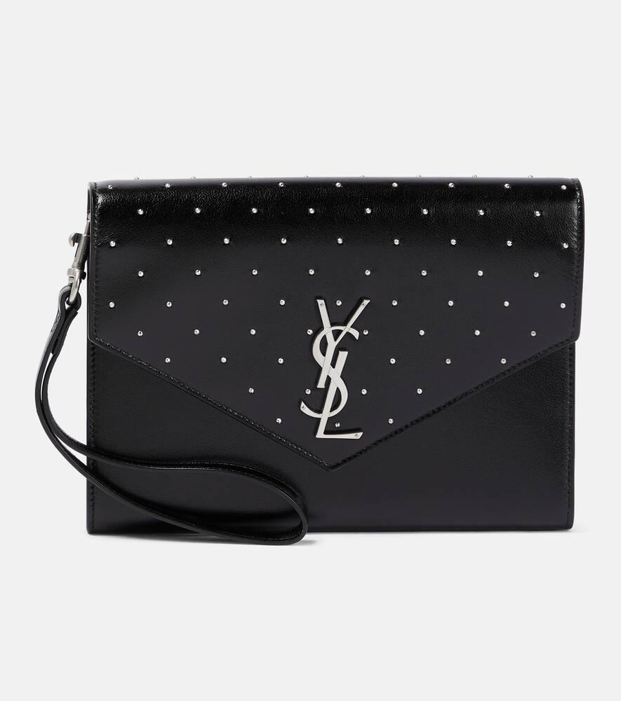 Saint Laurent Cassandre embellished leather clutch