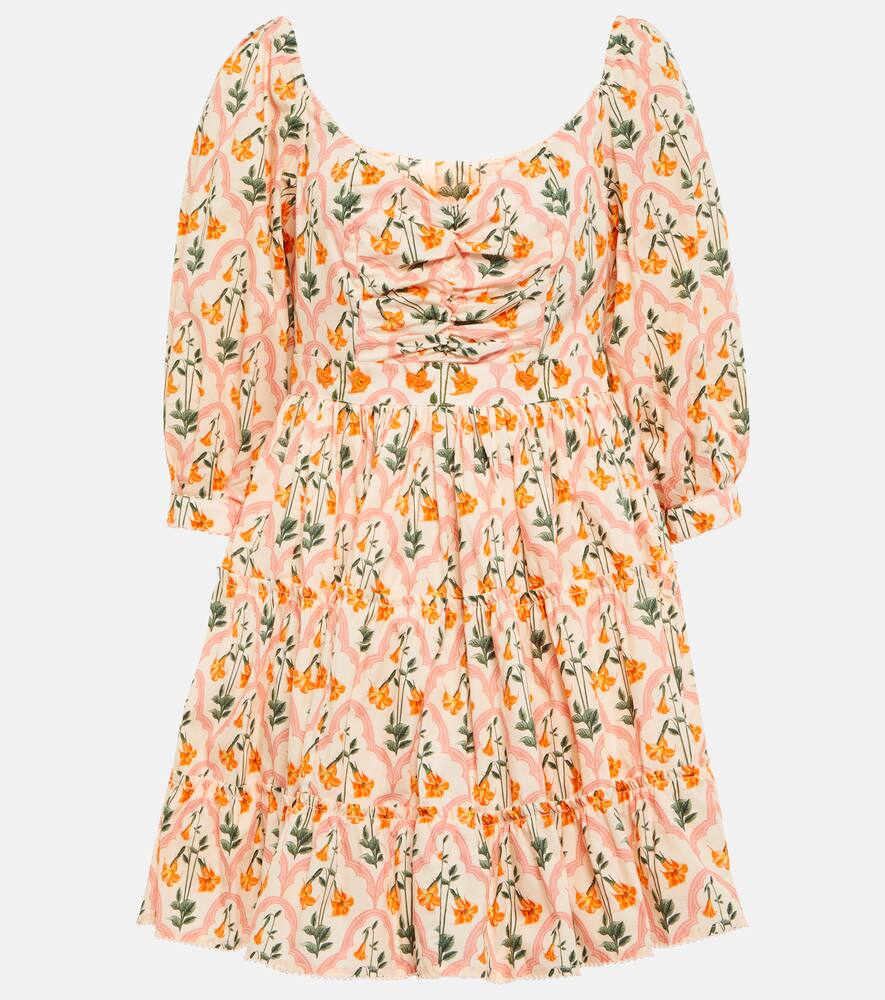 Agua By Agua Bendita Guanabana Printed Cotton Minidress In Sabanero Atardecer