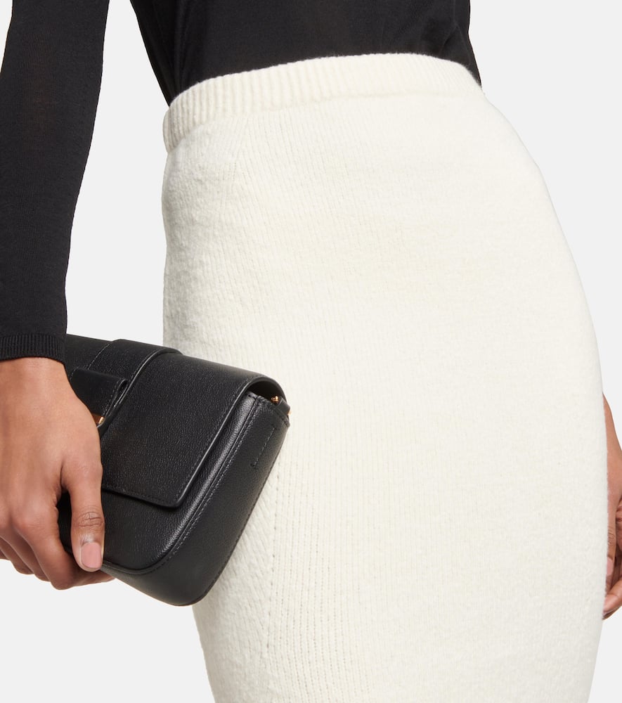 Tom Ford Knitted Cotton-blend Midi Skirt In Chalk