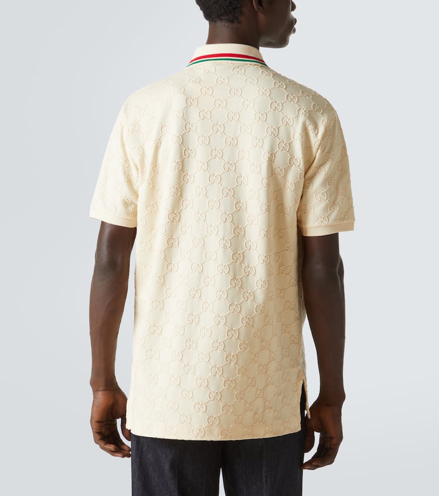 Shop Gucci Gg Embroidered Polo Top In Neutrals