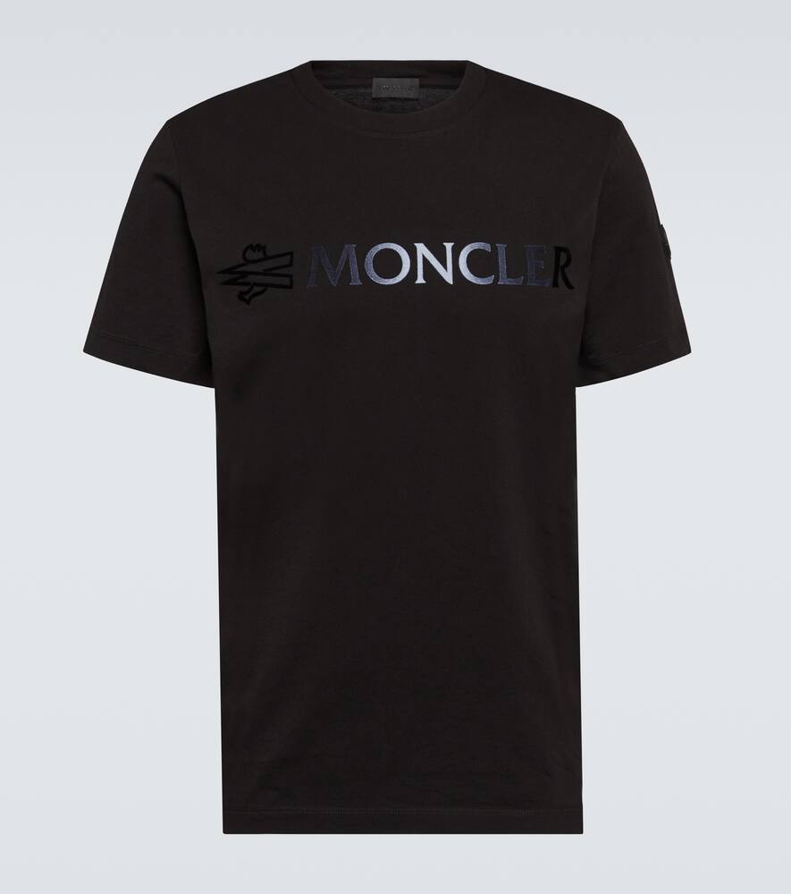 Moncler Gradient Logo Cotton Graphic T-shirt In Black