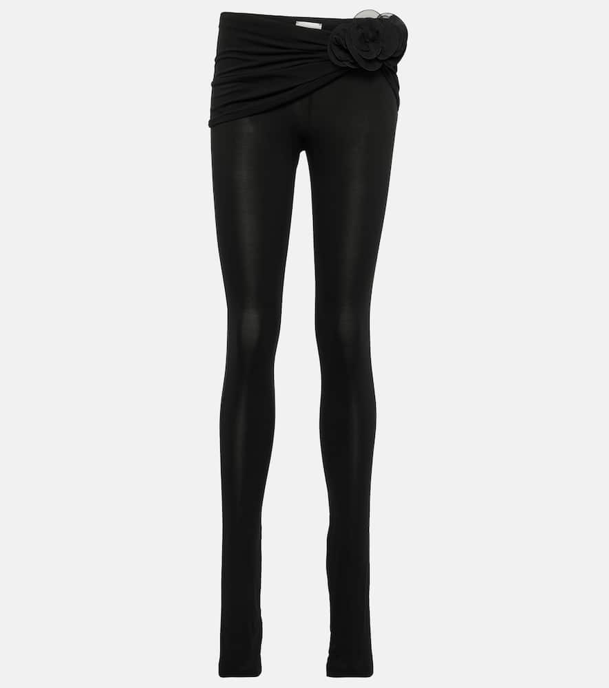 Floral-appliqué jersey leggings