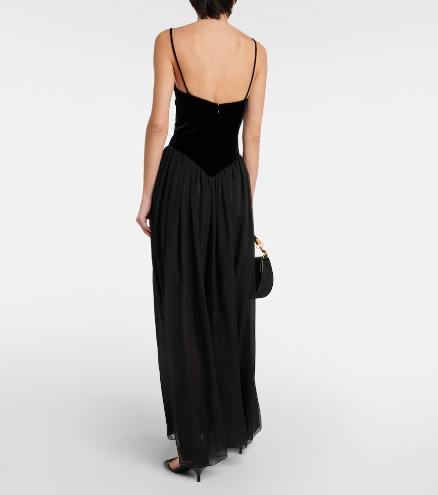  Chloe Chloe Velvet And Silk Maxi Dress 