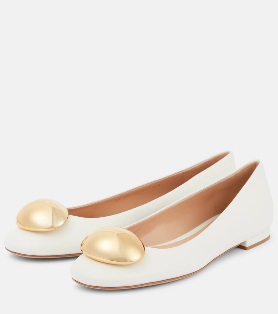 Gianvito Rossi Sphera Leather Ballet Flats In White