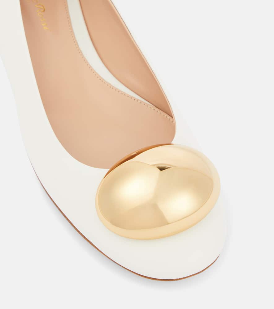 Gianvito Rossi Sphera Leather Ballet Flats In White