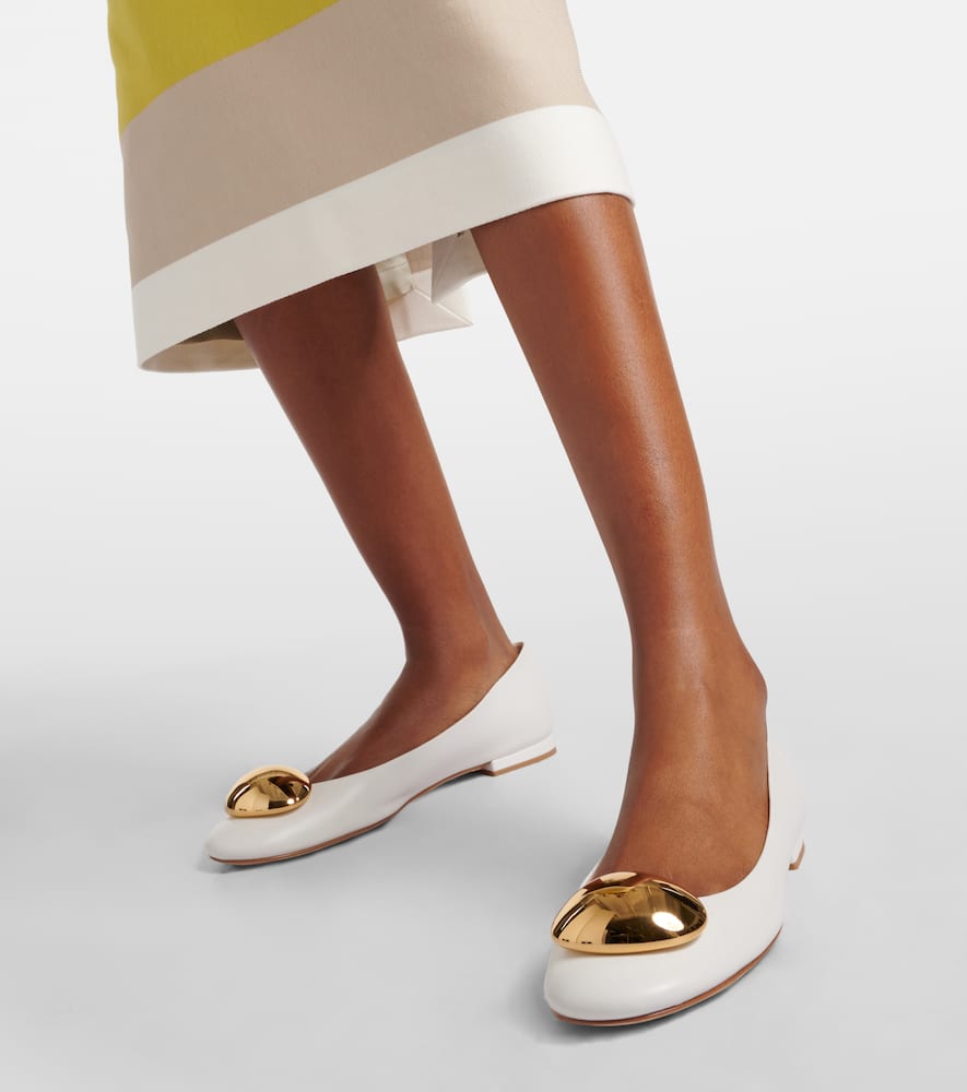 Gianvito Rossi Sphera Leather Ballet Flats In White