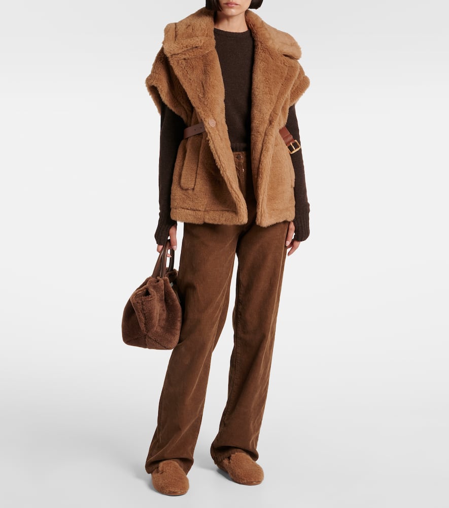 Demellier New York Medium Shearling Tote Bag In Brown