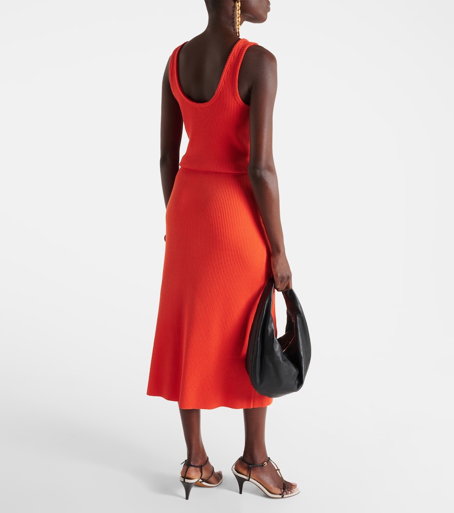  Vince Vince Ribbed-knit Cotton-blend Midi Skirt 