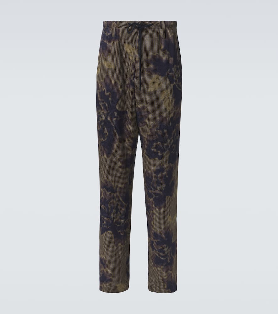 Dries Van Noten Printed Penny Trousers In Braun