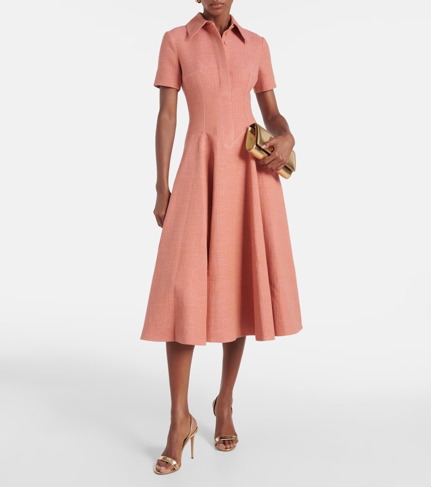 EMILIA WICKSTEAD JODY COTTON AND LINEN MIDI DRESS