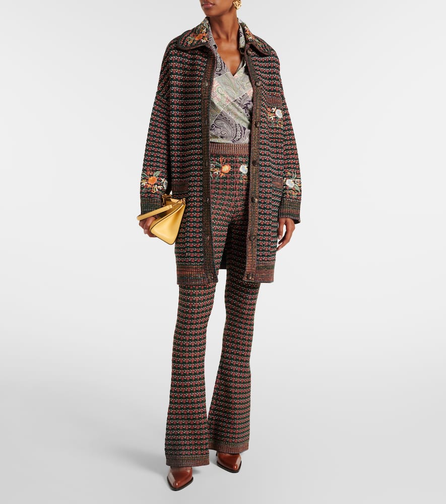 Etro Embroidered Coat In Brown