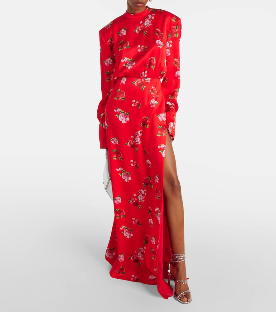 花卉真丝长礼服