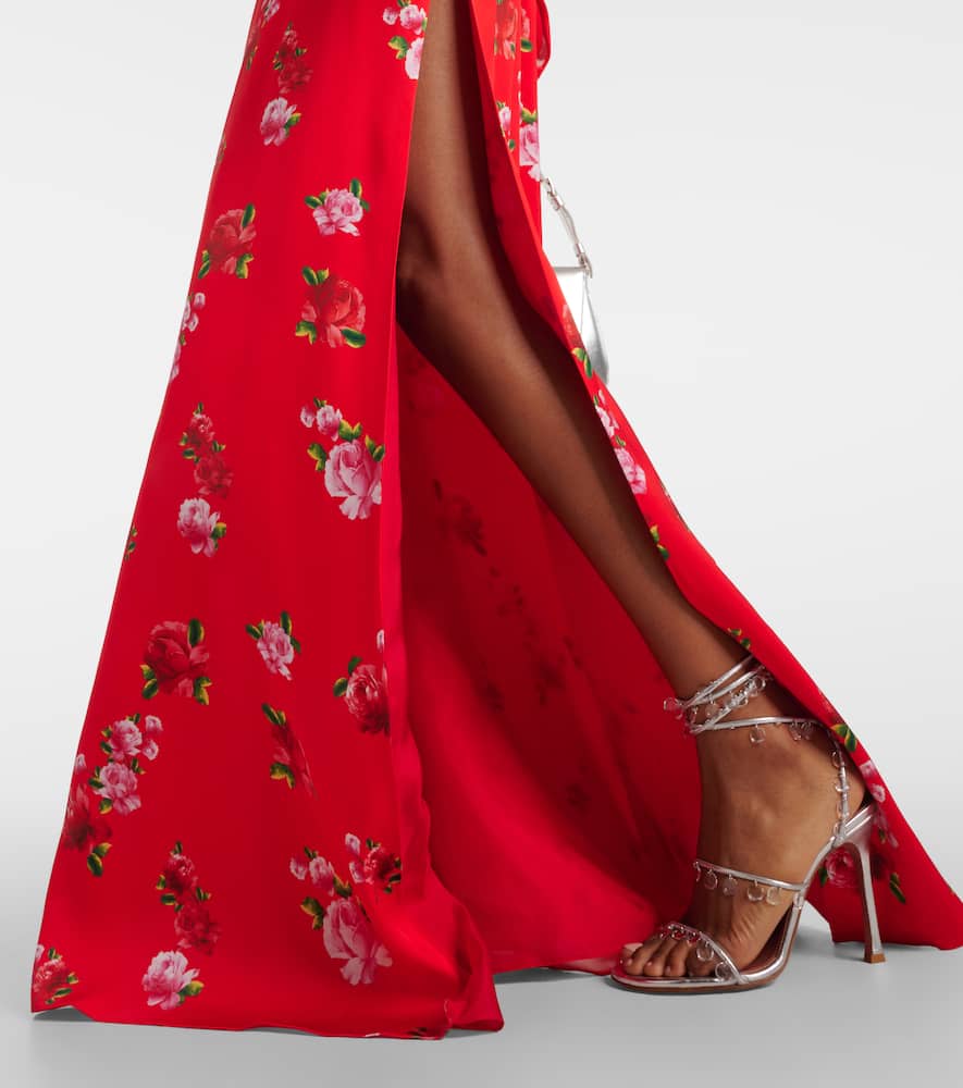 花卉真丝长礼服