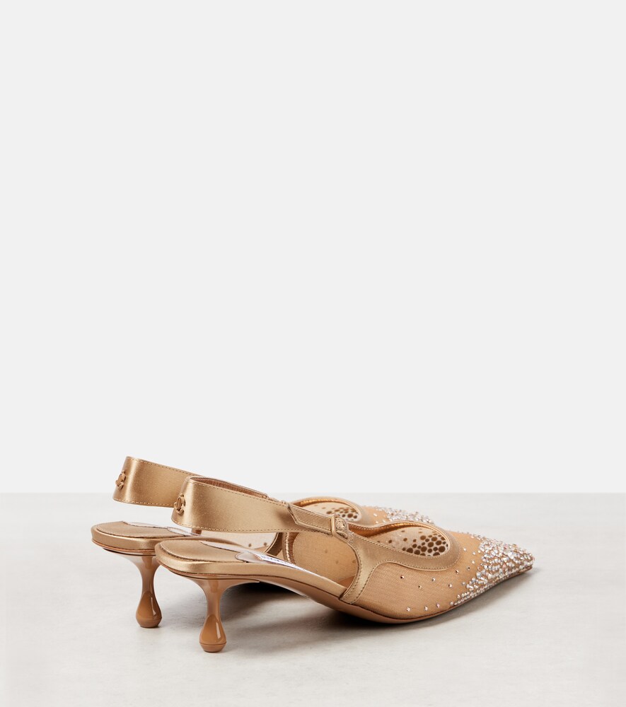  Jimmy Choo Jimmy Choo Slingback-pumps Amel 50 Aus Mesh Mit Kristallen 