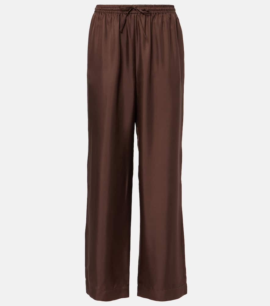 Aurelia silk twill wide-leg pants