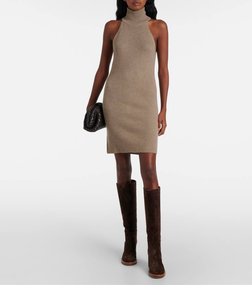 Lisa Yang Carmen Ribbed-knit Cashmere Minidress In Beige