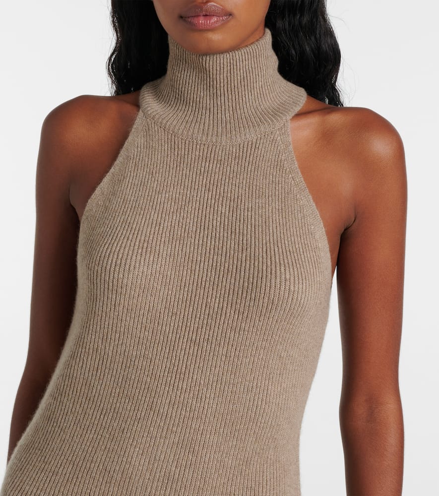 Lisa Yang Carmen Ribbed-knit Cashmere Minidress In Beige