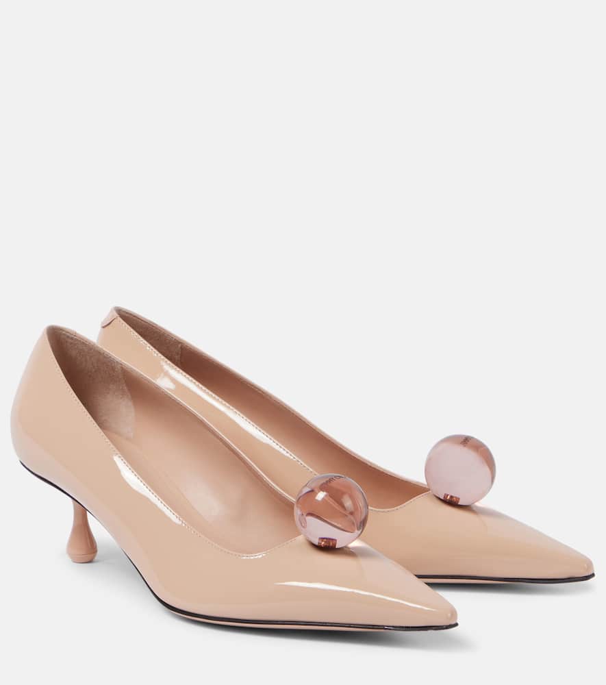 Jimmy Choo Orb 50 Embellished Patent-leather Pumps In Pink