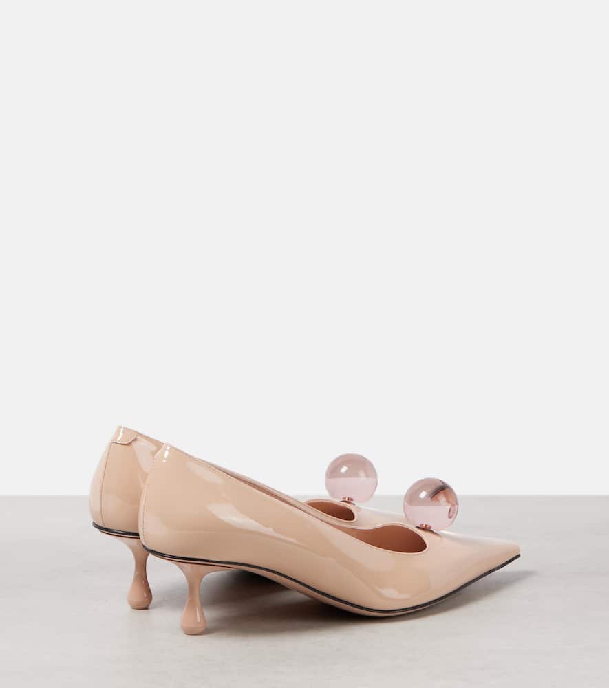 Jimmy Choo Orb 50 Embellished Patent-leather Pumps In Pink