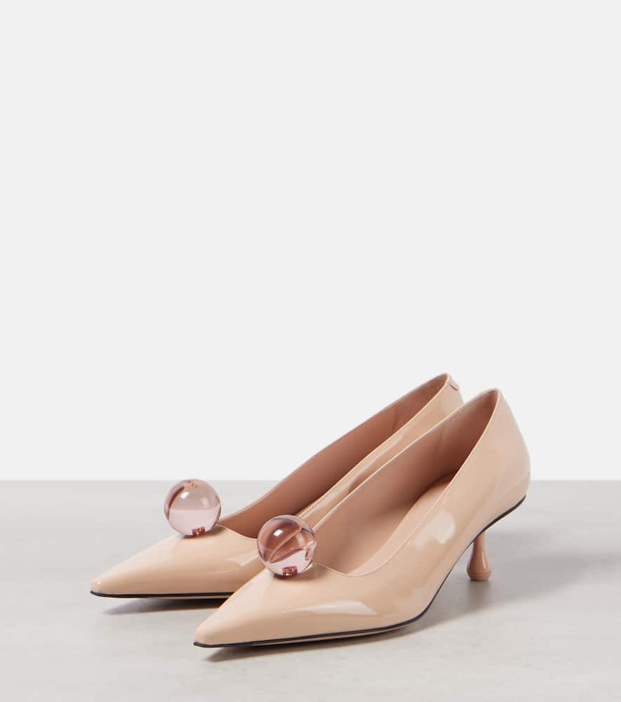 Jimmy Choo Orb 50 Embellished Patent-leather Pumps In Pink