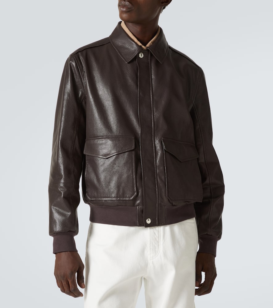 Brunello Cucinelli Men Leather Jacket In Brown