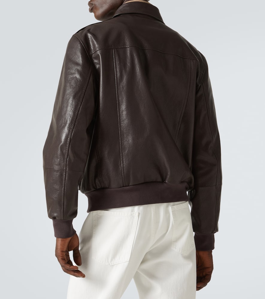 Brunello Cucinelli Men Leather Jacket In Brown