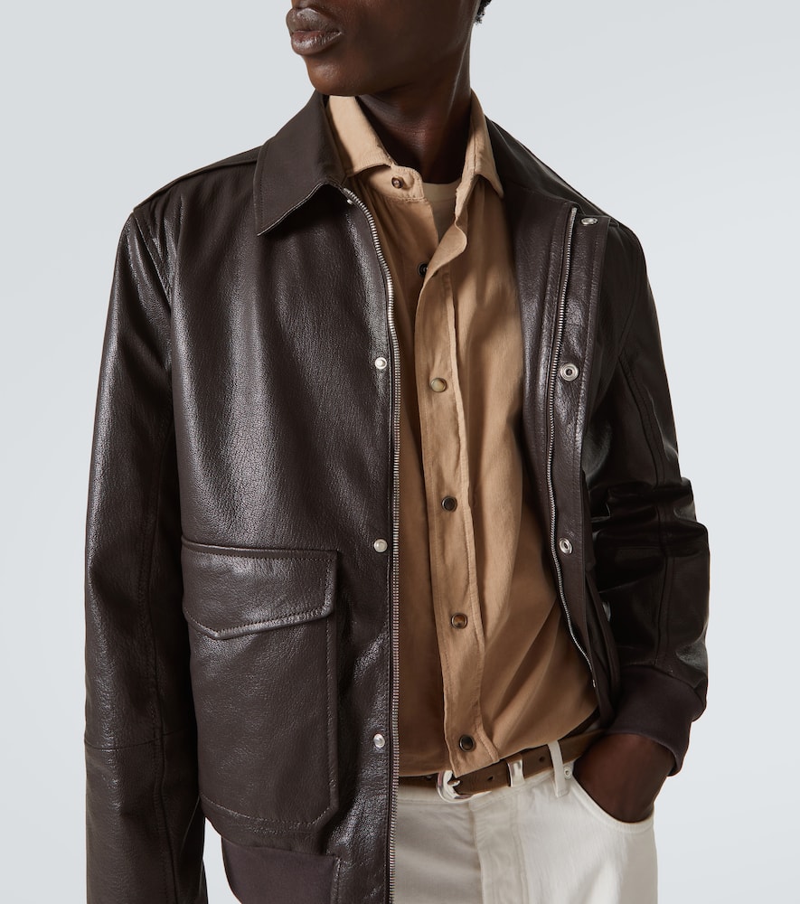 Brunello Cucinelli Men Leather Jacket In Brown