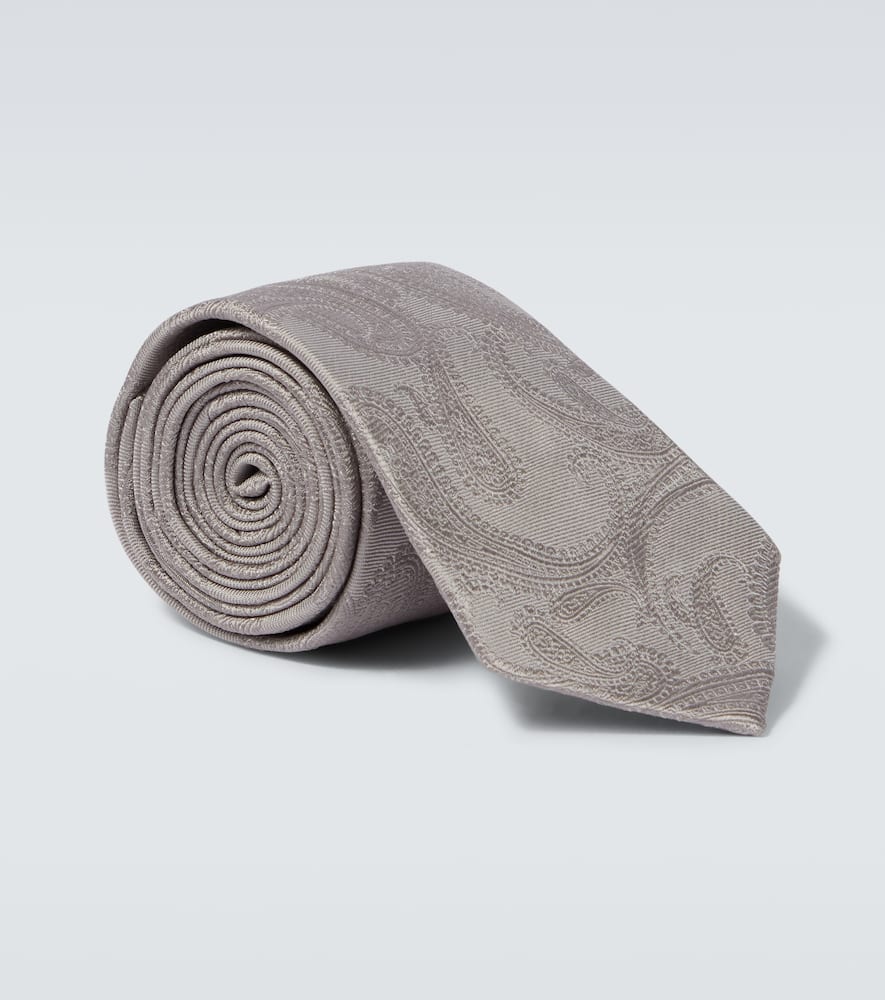 Paisley printed silk tie