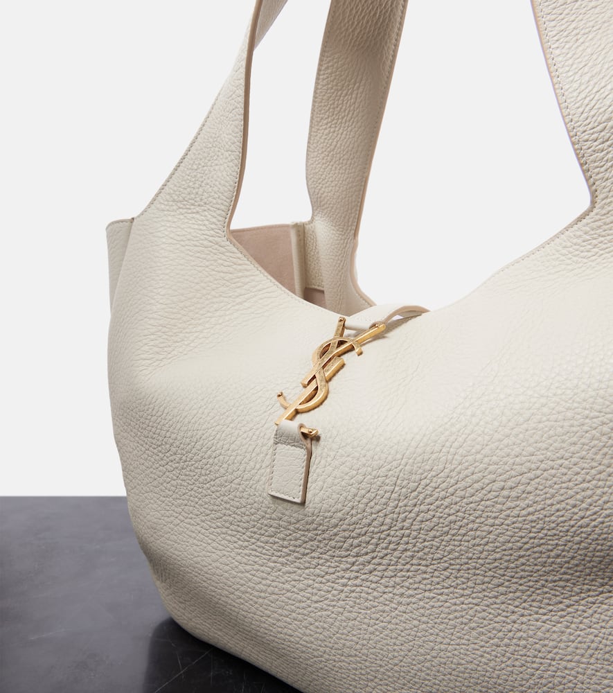 Saint Laurent Le 5 À 7 Bea Large Leather Tote Bag In White