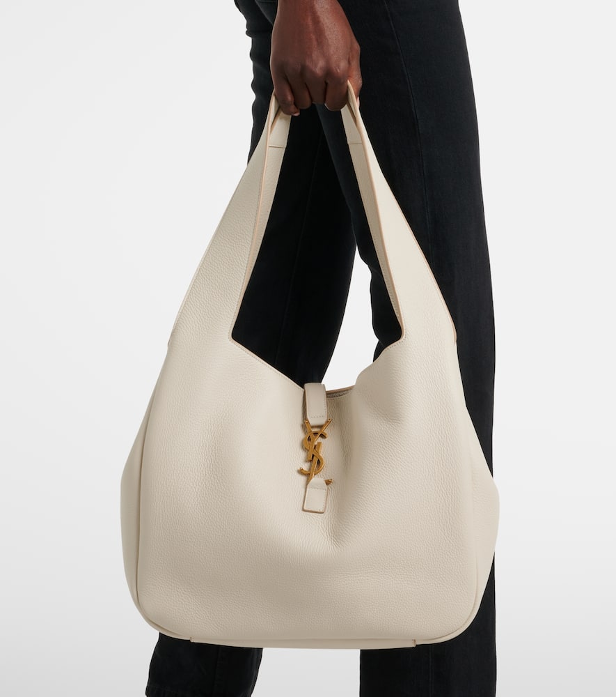 Saint Laurent Le 5 À 7 Bea Large Leather Tote Bag In White