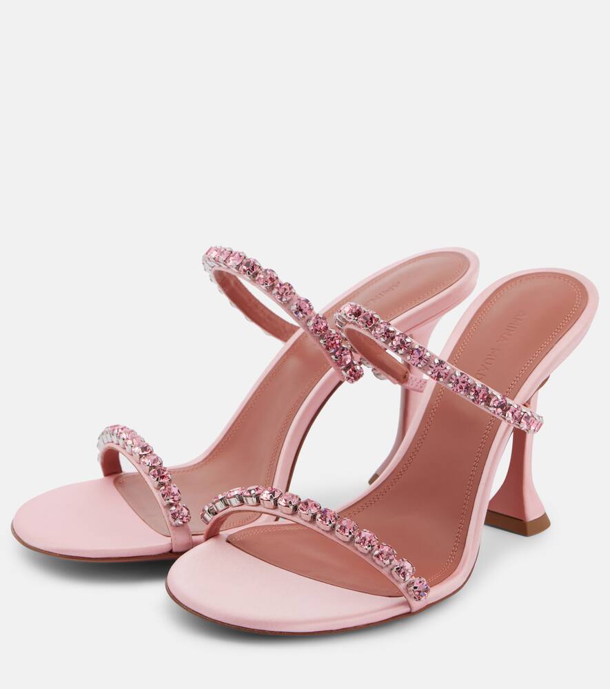 Amina Muaddi Sandalen Gigi 95 Aus Satin Mit Kristallen In Pink