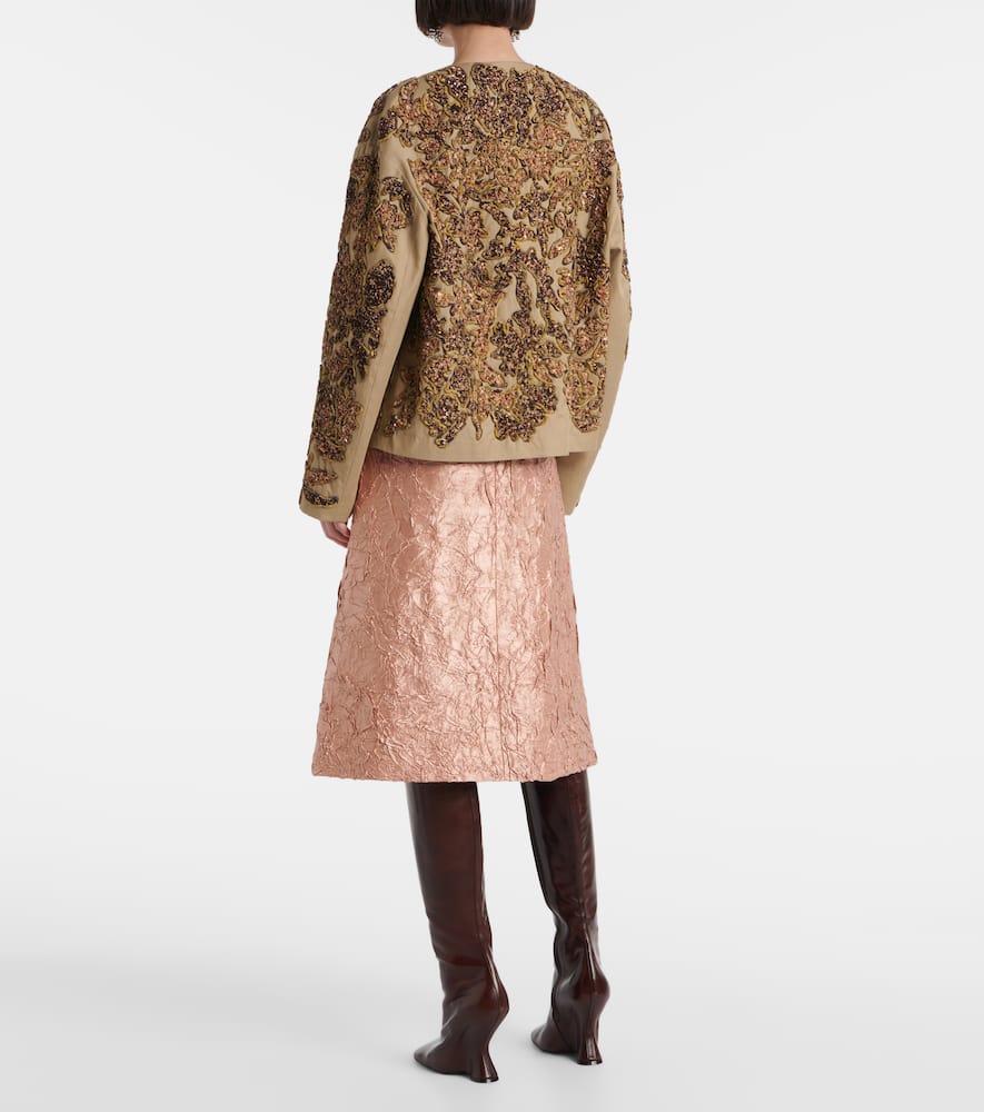 Dries Van Noten Vonda Sequined Open Front Jacket In Beige