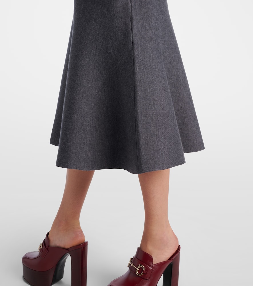 Gucci Wool-blend Midi Skirt In Gray