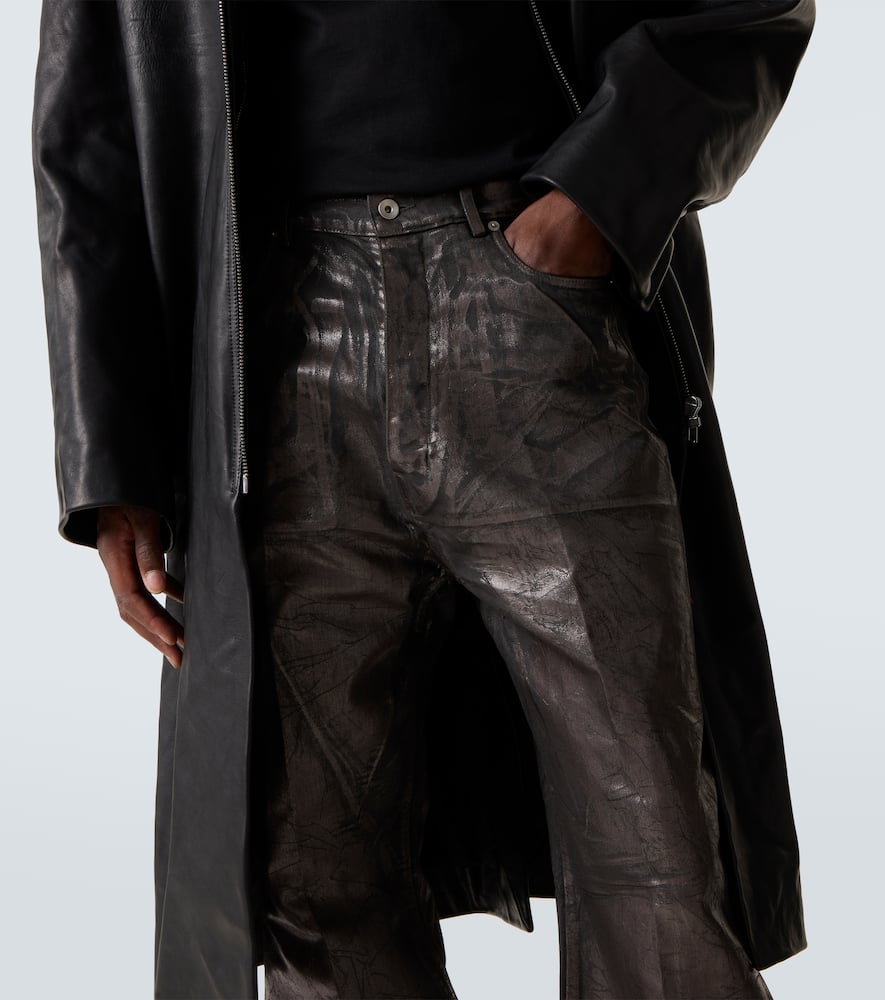 Rick Owens Coated Wide-leg Jeans In Brown