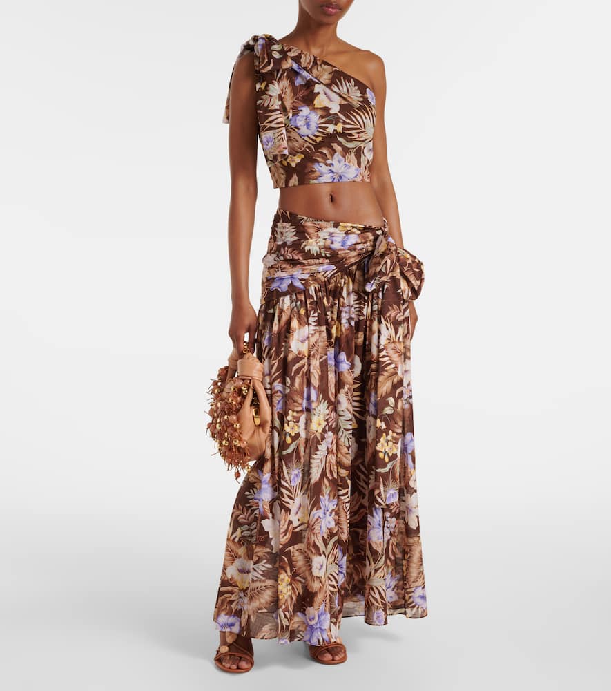 Zimmermann Coco Floral One-shoulder Cotton Top