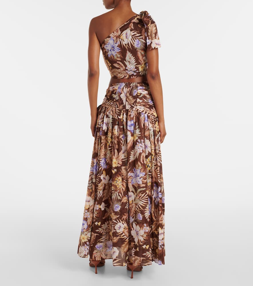 Zimmermann Coco Floral One-shoulder Cotton Top
