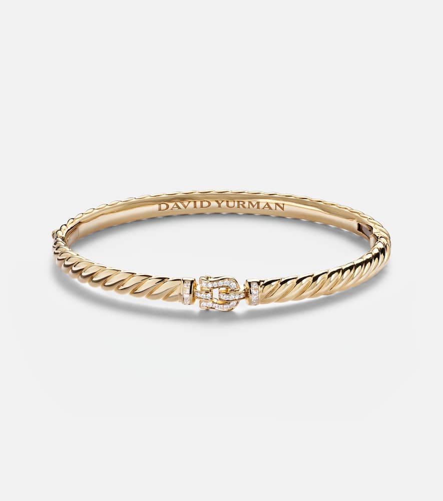 David Yurman Sculpted Cable Buckle 18kt Gold Bracelet With Diamonds