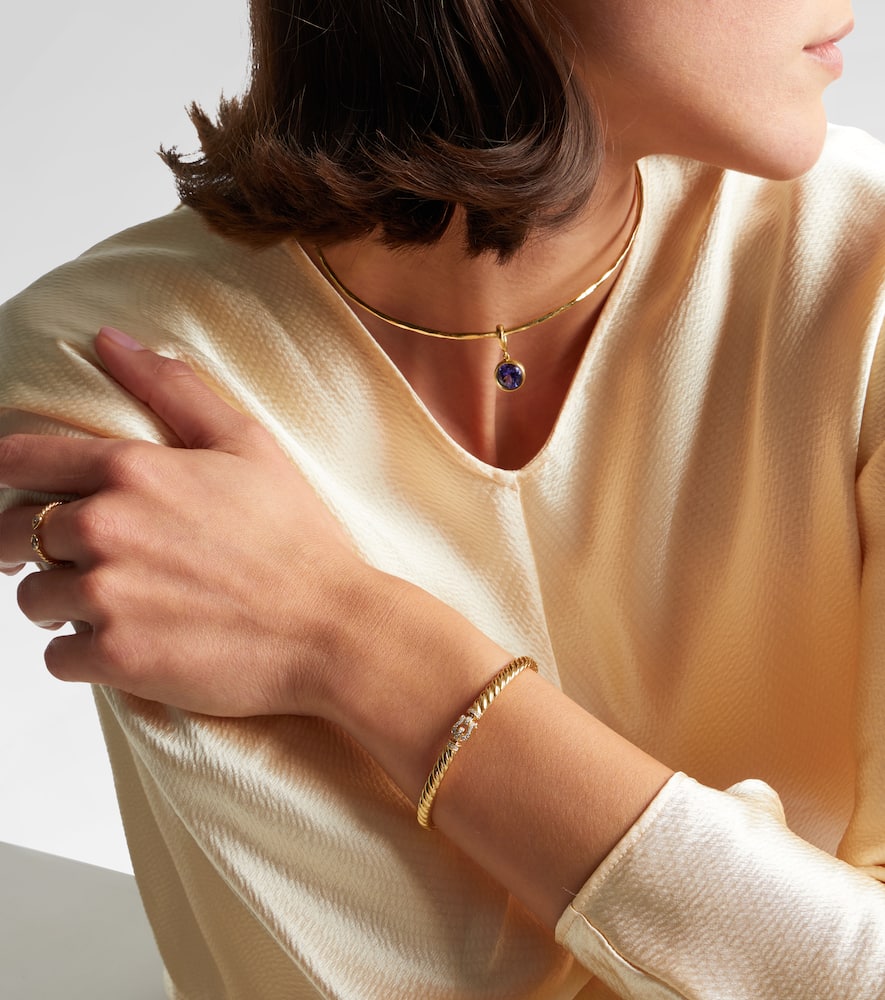 David Yurman Sculpted Cable Buckle 18kt Gold Bracelet With Diamonds In Gold