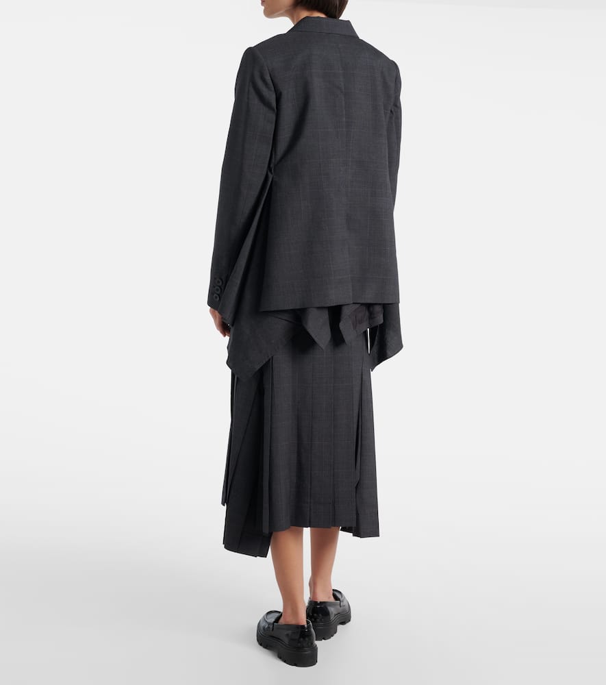 Sacai Prince Of Wales Checked Wool Blazer In Gray