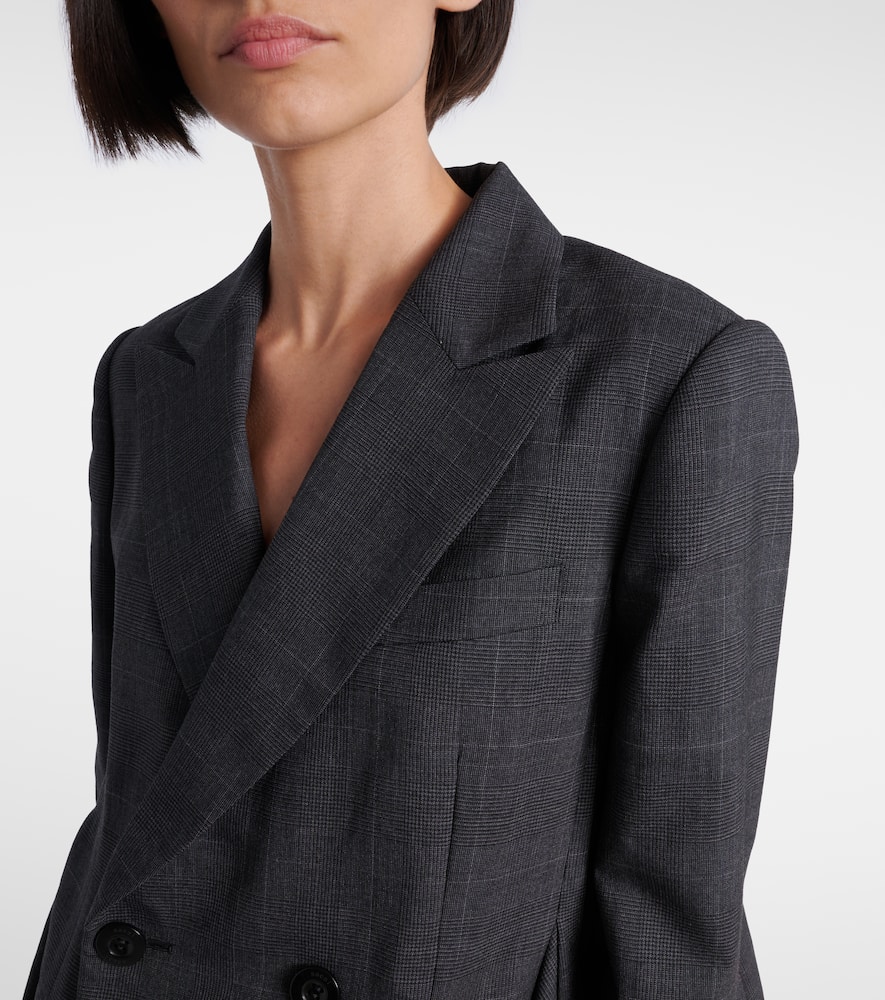 Sacai Prince Of Wales Checked Wool Blazer In Gray