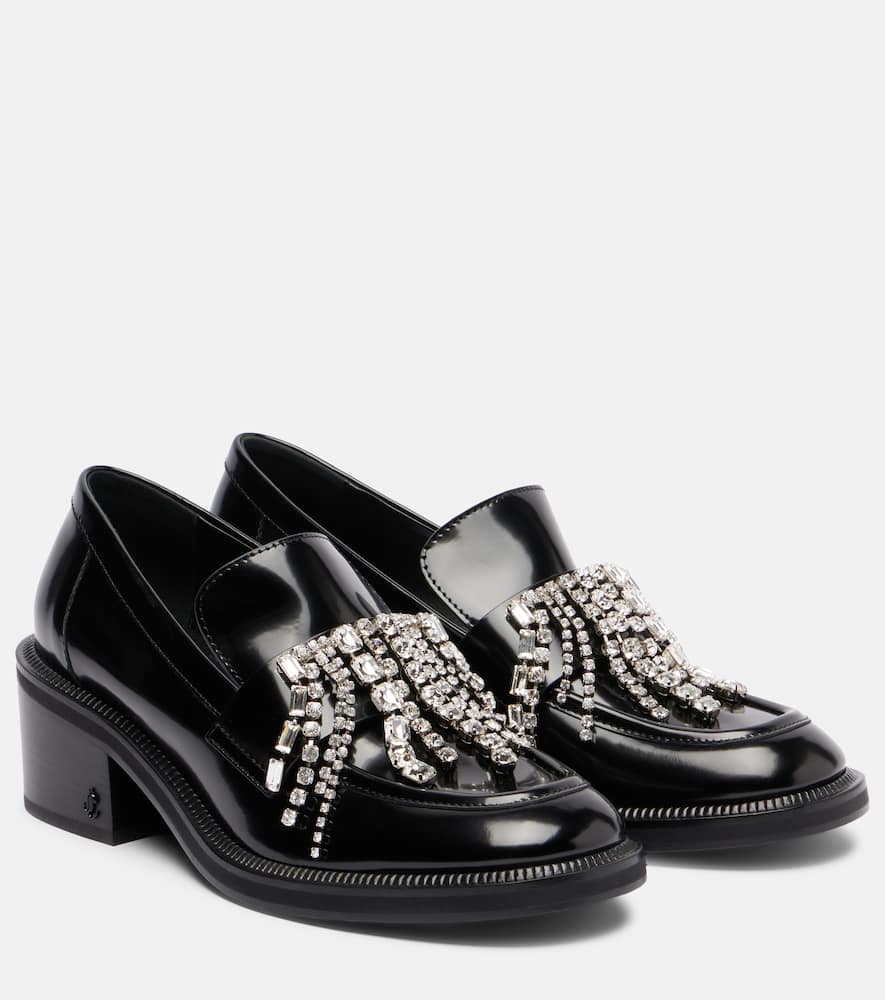 Jimmy Choo Loafer-pumps Tylor 60 Aus Leder Mit Kristallen In Black
