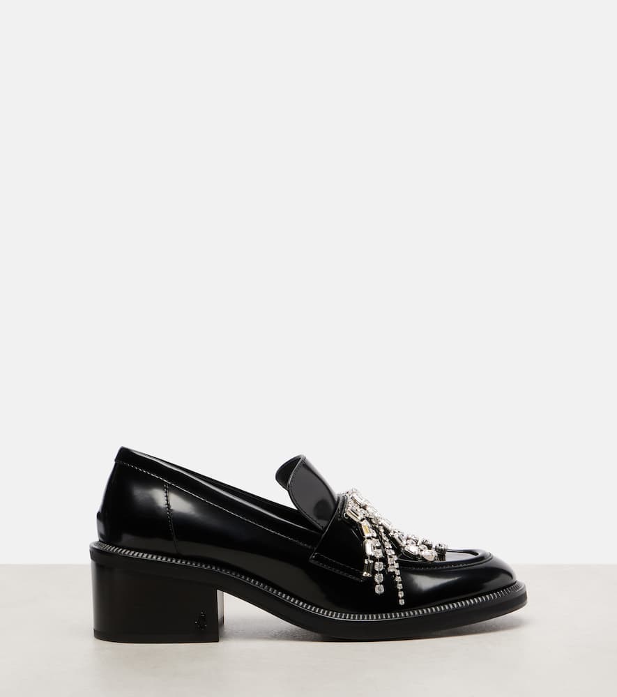 Jimmy Choo Loafer-pumps Tylor 60 Aus Leder Mit Kristallen In Black