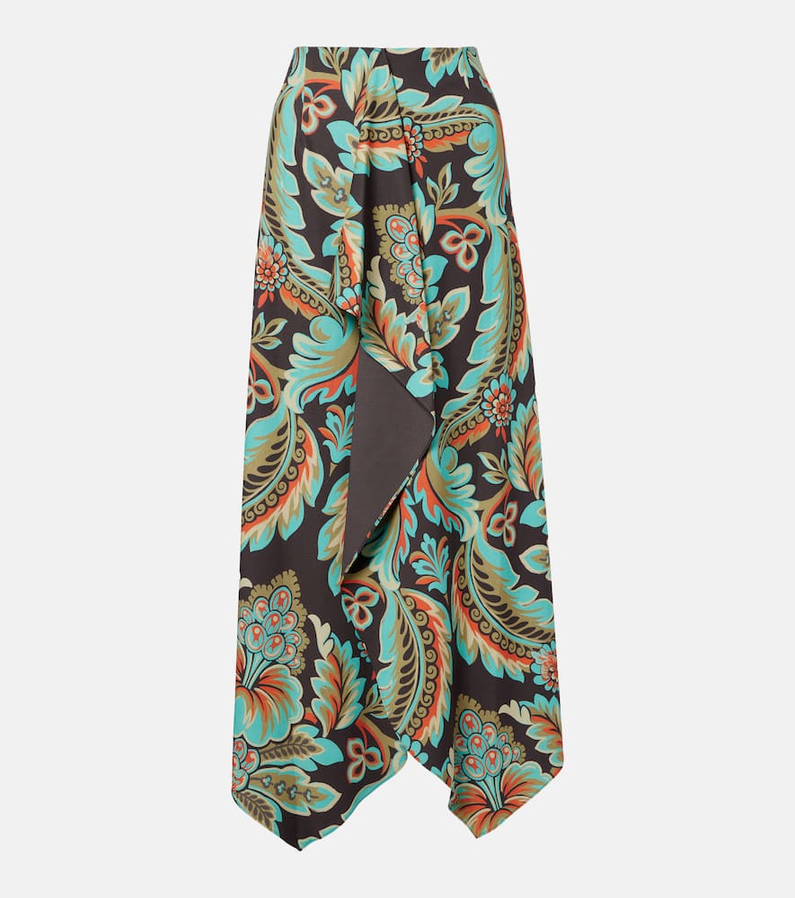 Floral asymmetric wrap skirt