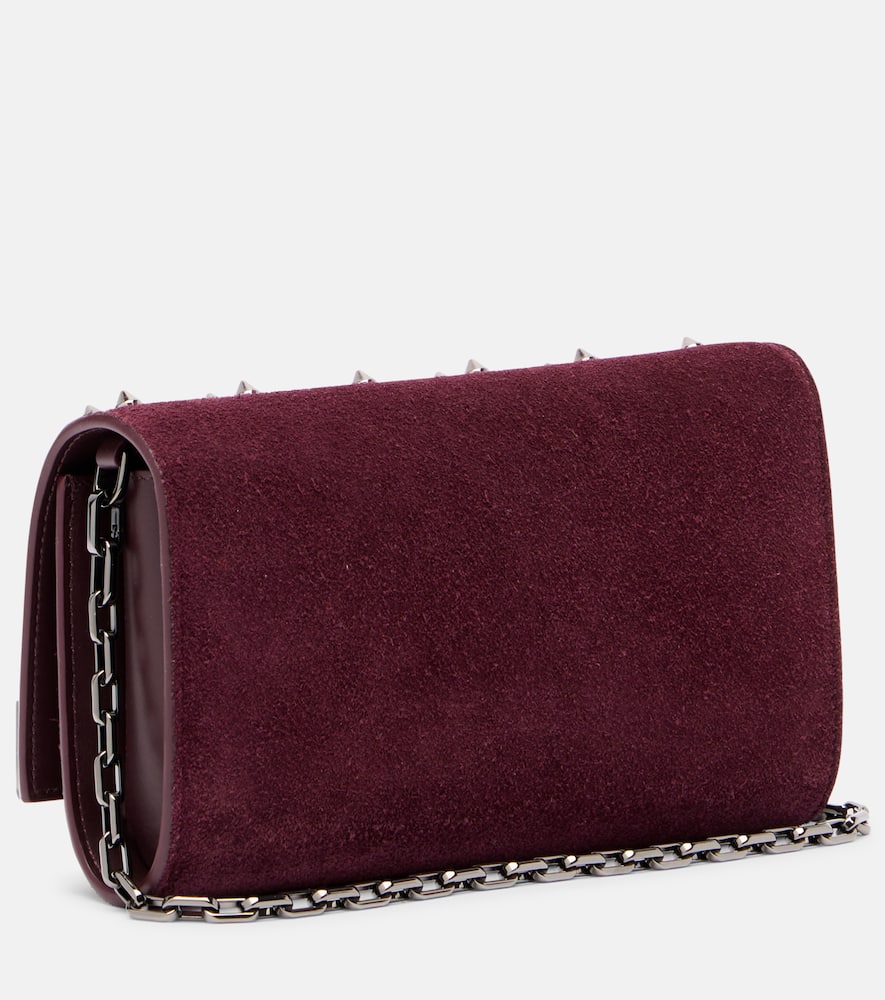 Christian Louboutin Paloma Studded Suede Wallet On Chain In Burgundy
