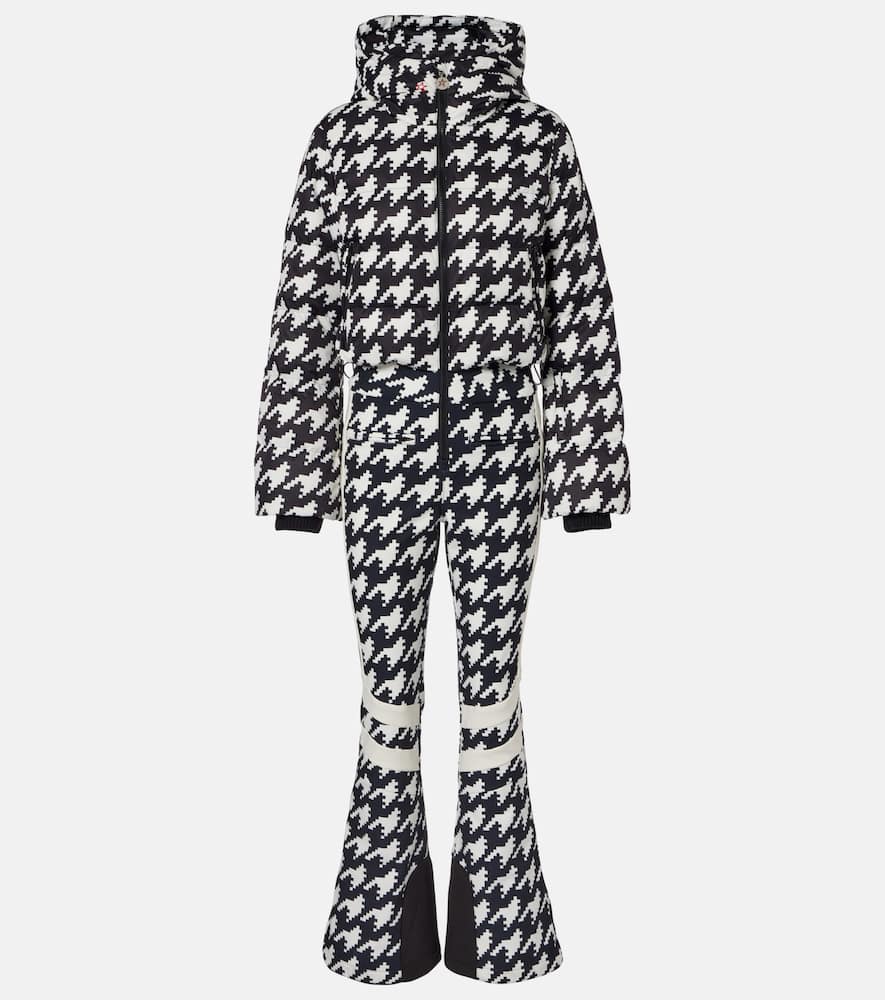 Perfect Moment Polar Flare Houndstooth Down Ski Suit In Multi