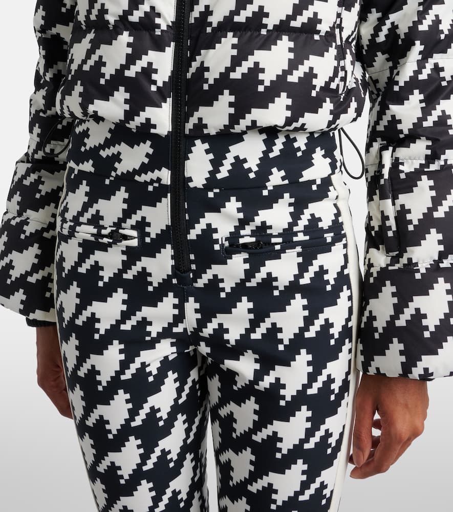 Perfect Moment Polar Flare Houndstooth Down Ski Suit In Multi