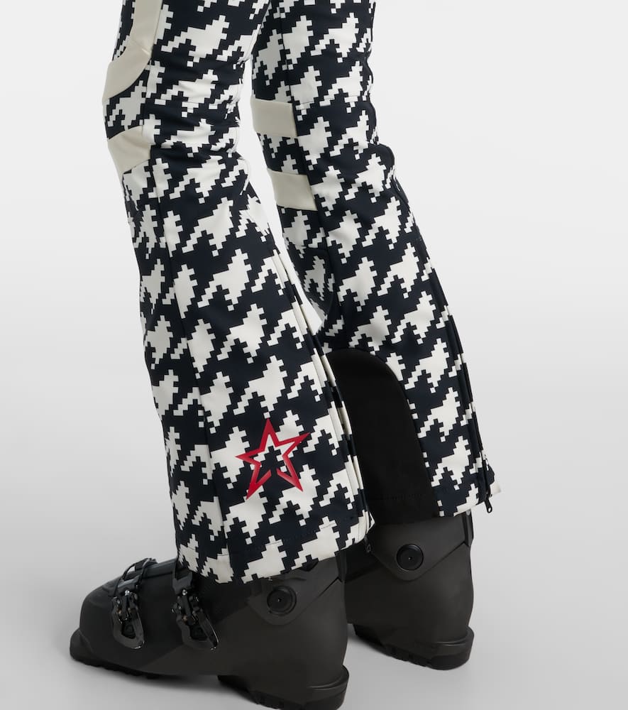 Perfect Moment Polar Flare Houndstooth Down Ski Suit In Multi