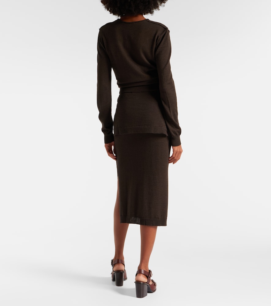  Lemaire Lemaire Trompe L'åil Wool-blend Midi Skirt 
