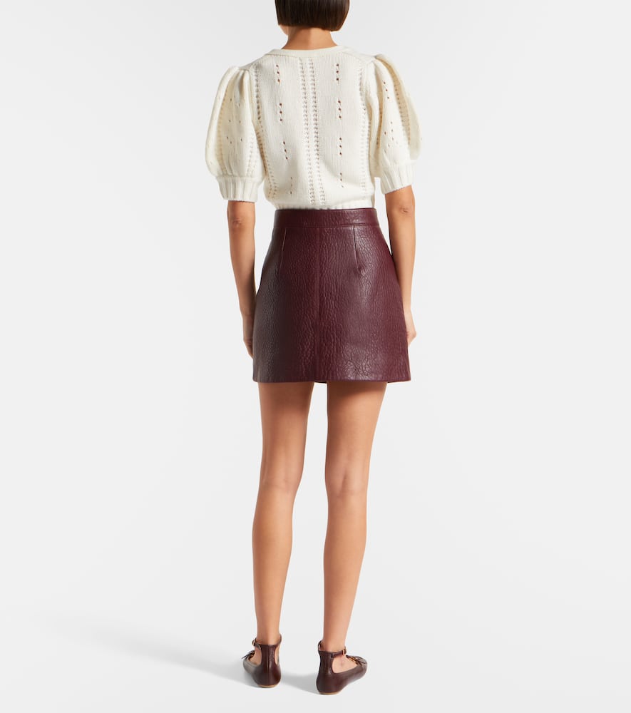 Chloé High Waist Textured Mini Skirt In Burgundy