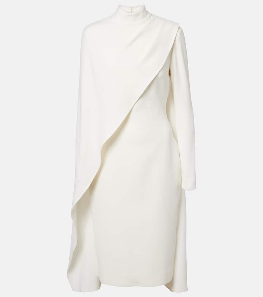 Elie Saab Caped Cady Cocktail Dress In White